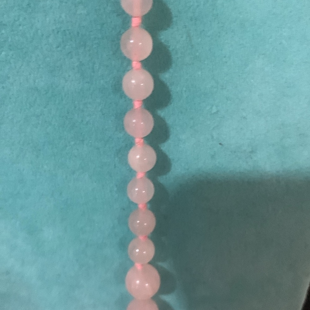 Vintage Rose Quartz Single Strand Hand Knotted Graduated Beads Necklace 34” - Picture 8 of 14